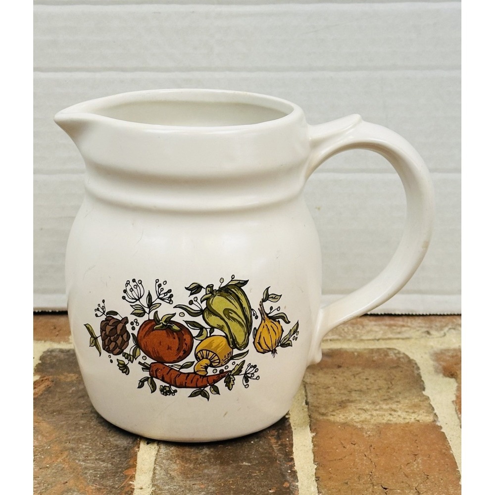 Vintage 1970s Water Milk Pitcher McCoy Spice Delight Cottagecore Farmhouse 6.5"